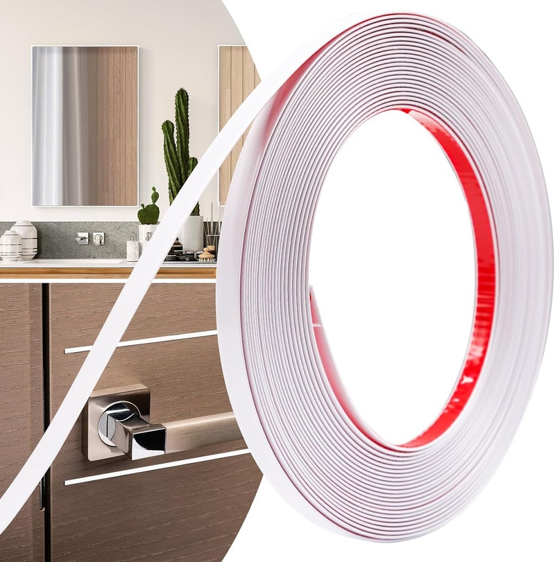 JSIWOTH 0.39in × 40Ft Peel and Stick Wall Molding Trim - Flexible Self Adhesive Molding Trim for Walls, Edges, Borders, Window Frames, Backsplash Tiles - White (Paintable) Waterproof Trim - Image 1